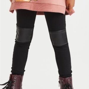 H&M faux leather knee patch moto stretch leggings